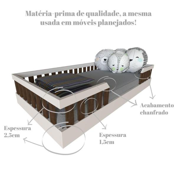 Imagem de Cama Infantil Montessoriana Solteiro Cori Yescasa Branco/Ameixa Negra