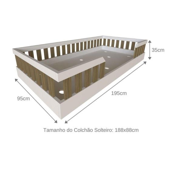 Imagem de Cama Infantil Montessoriana Solteiro Cori Yescasa Branco/Carvalho Mel