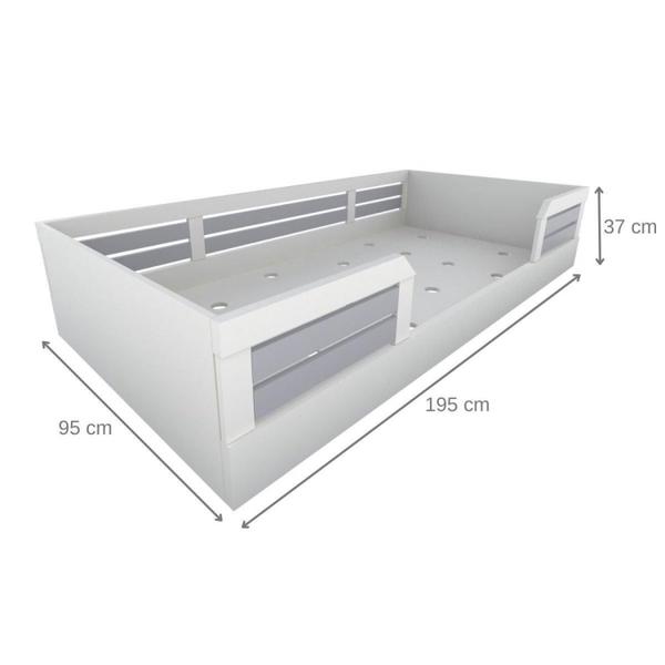 Imagem de Cama Infantil Montessoriana Solteiro Lua Yescasa Branco/Cinza Cristal