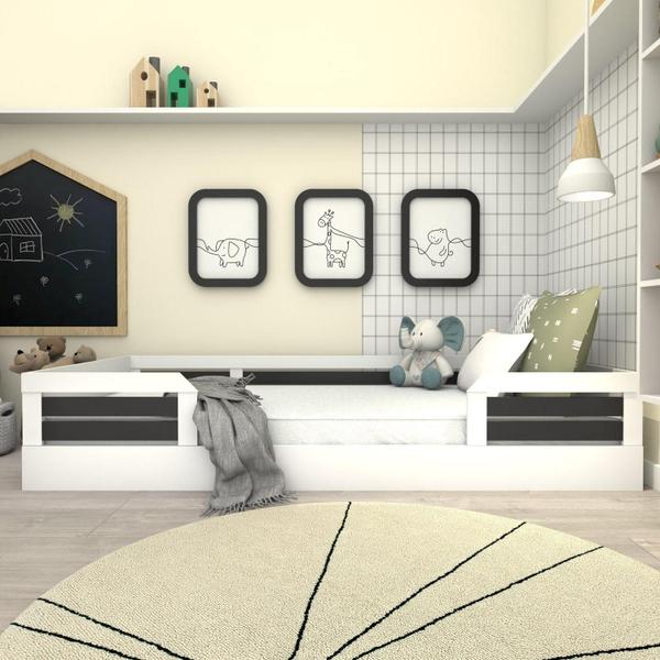 Imagem de Cama Infantil Montessoriana Solteiro Lua Yescasa Branco/Preto