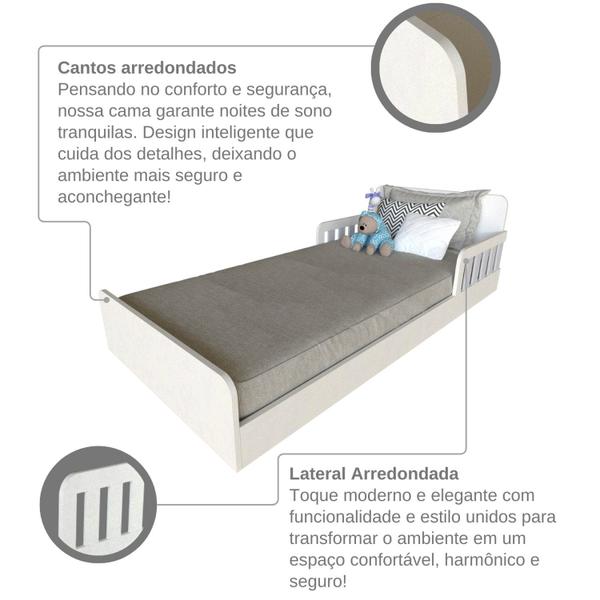 Imagem de Cama Infantil Montessoriana Solteiro New Cori Yescasa Branco/Cinza Cristal