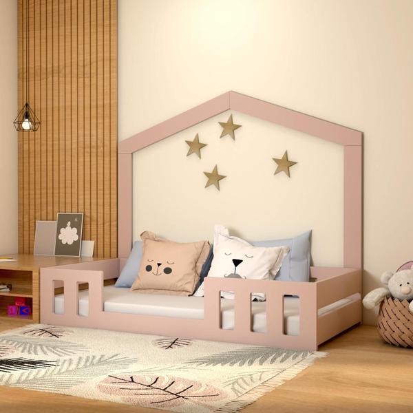 Imagem de Cama Infantil Montessoriana Solteiro Play Com Casinha - Timber Móveis