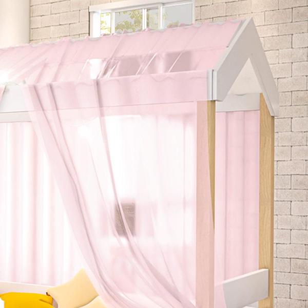 Imagem de Cama Infantil Montessoriana Solteiro Rose Com Voal Rosa Divaloto