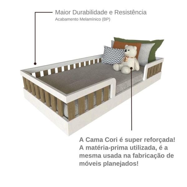 Imagem de Cama Infantil Montessoriana Solteiro Sol Yescasa Branco/Carvalho Mel