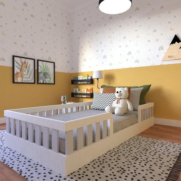 Imagem de Cama Infantil Montessoriana Solteiro Sol Yescasa Branco/Cinza Cristal