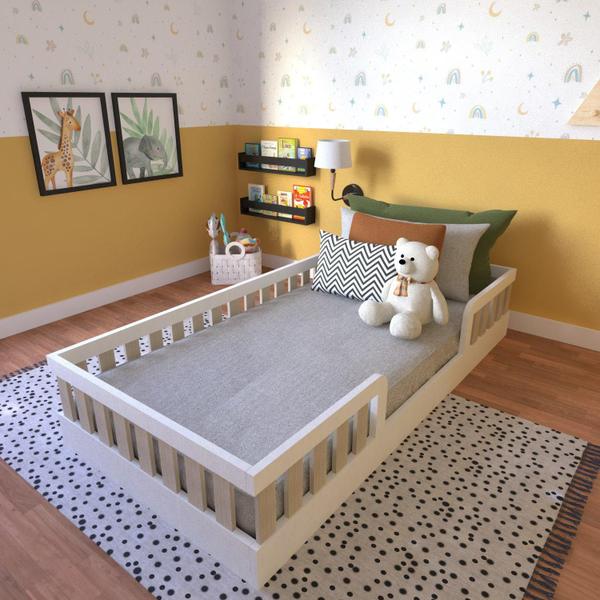 Imagem de Cama Infantil Montessoriana Solteiro Sol Yescasa Branco/Geneve