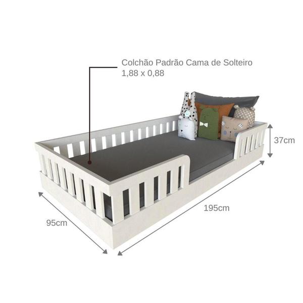 Imagem de Cama Infantil Montessoriana Solteiro Sol Yescasa Branco