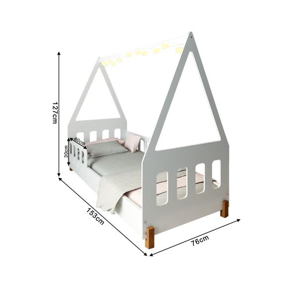 Imagem de Cama Infantil Montessoriana Susy com Led e Grades de Proteção Branco/mel 