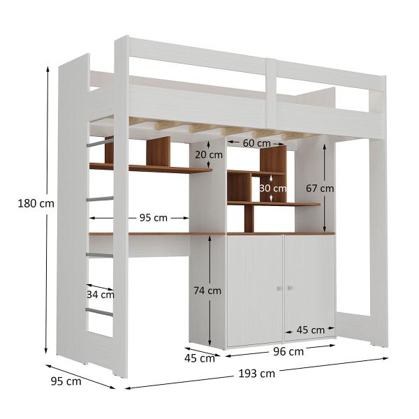 Imagem de Cama Infantil Multifuncional Benin 2 Portas Branco/Nogal - Pnr Móveis