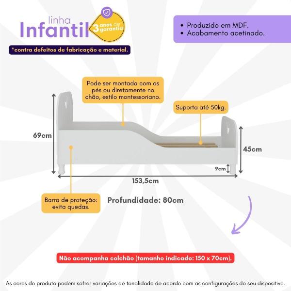 Imagem de Cama Infantil para Colchão 70x150cm 100% MDF Majestade Multimóveis BB2321