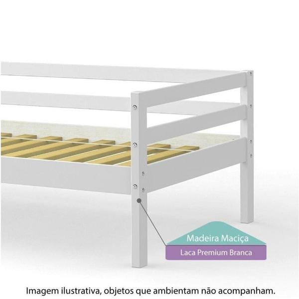 Imagem de Cama Infantil Prime com Telhado Claraboia e Kit Escadinha Casatema Branco/Natural