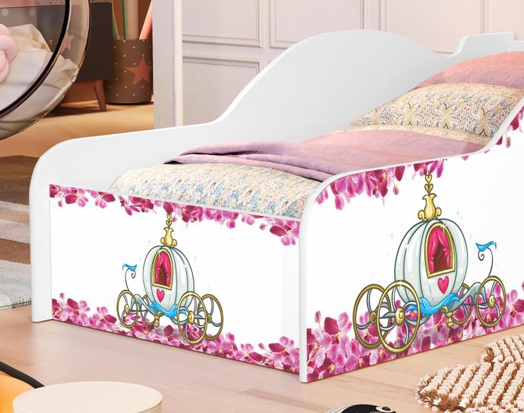 Imagem de Cama Infantil Princesas Castelo com Colchão Menina Casinha Grade Elegante Cercado Solteiro Crianças Caminha Boneca Cabana Resistente Bebê