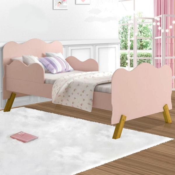 Imagem de Cama Infantil Proteção Lateral Nuvem Rose Colchão Gazin