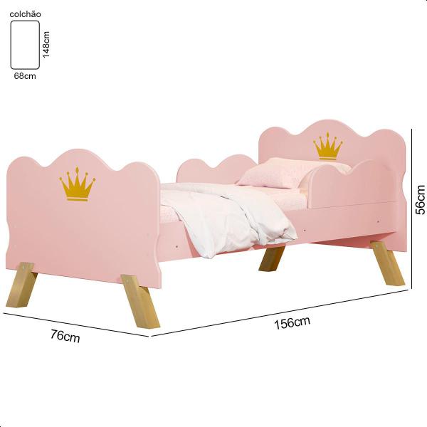 Imagem de Cama Infantil Realeza Rosa com Colchão