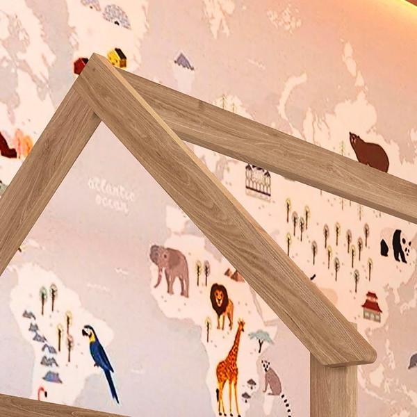 Imagem de Cama Infantil Solteiro com Colchões Casinha Aveiro Oak Branco