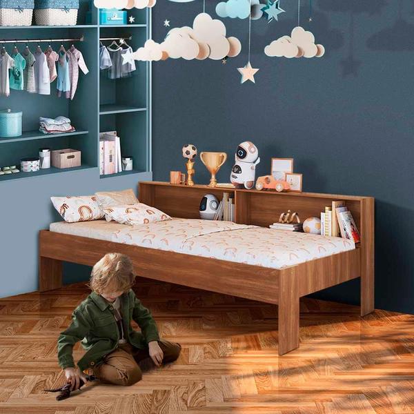 Imagem de Cama Infantil Solteiro Com Nichos Nogal Sunset Shop JM