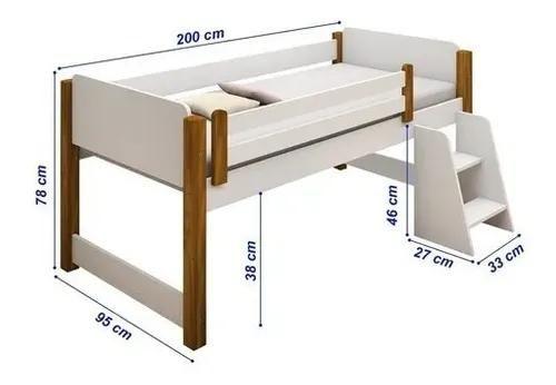 Imagem de Cama Infantil Solteiro Naty C/ 2 Baús e Escada Lateral Branca - LV