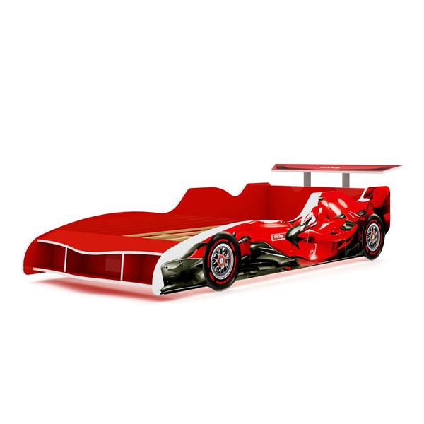 Imagem de Cama Infantil Solteiro para Colchão de 88cm - Carro Formula 1 - Vermelho