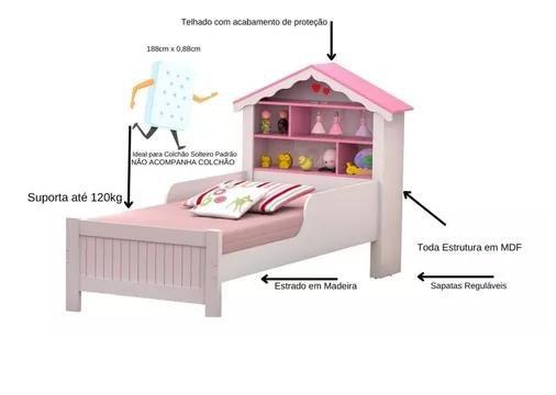 Imagem de Cama Infantil  Solteiro Princesa Menina com colchão