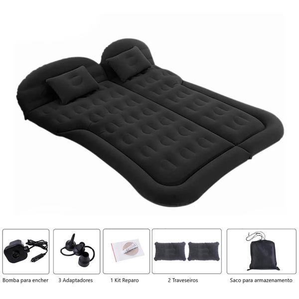 Imagem de Cama Inflável Colchão Carro Camionete Veicular Viagem Preto