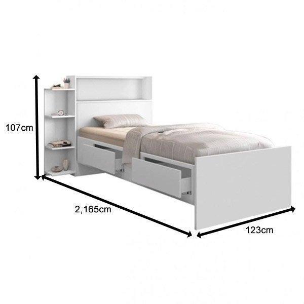 Imagem de Cama Isa Solteiro 0.88cm Branco com Colchão- Cambel