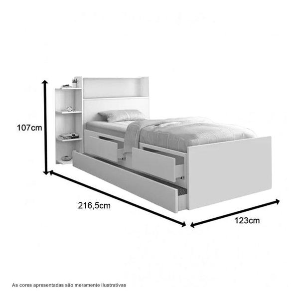 Imagem de Cama Isa Solteiro Branco com Auxiliar e 02 Colchões Cambel