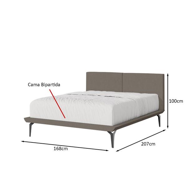 Cama Japonesa Toquio Queen com Cabeceira Almofada Linho Marrom - ARTE ESTOFADOS Imagem de Cama Japonesa Toquio Queen com Cabeceira Almofada Linho Marrom