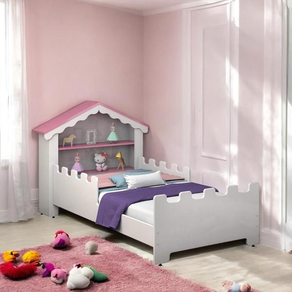 Imagem de Cama Juvenil Casinha Magia Branca e Rosa com Colchão