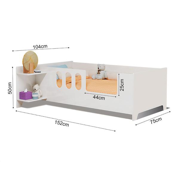 Imagem de Cama Juvenil Infantil Livia com Led Usb Prateleiras Divaloto Acompanha Colchão D18 - Branco