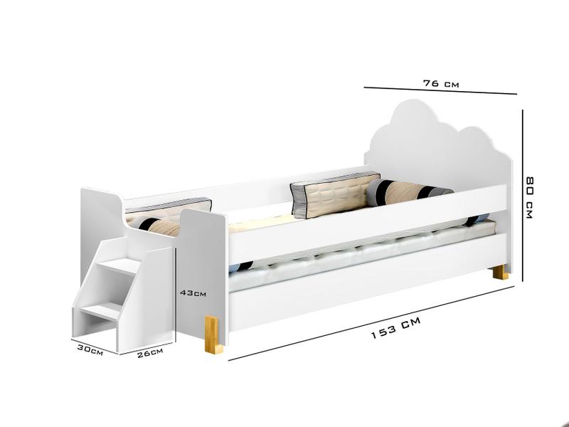 Imagem de Cama Juvenil Lorena Branca com Luminária Nuvem Led