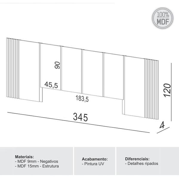 Imagem de Cama King + Cabeceira 3,45m + 02 Mesas de Cabeceira 100% Mdf