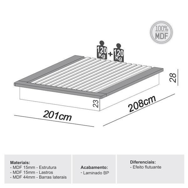 Imagem de Cama King e Super King 2,0m 100% MDF