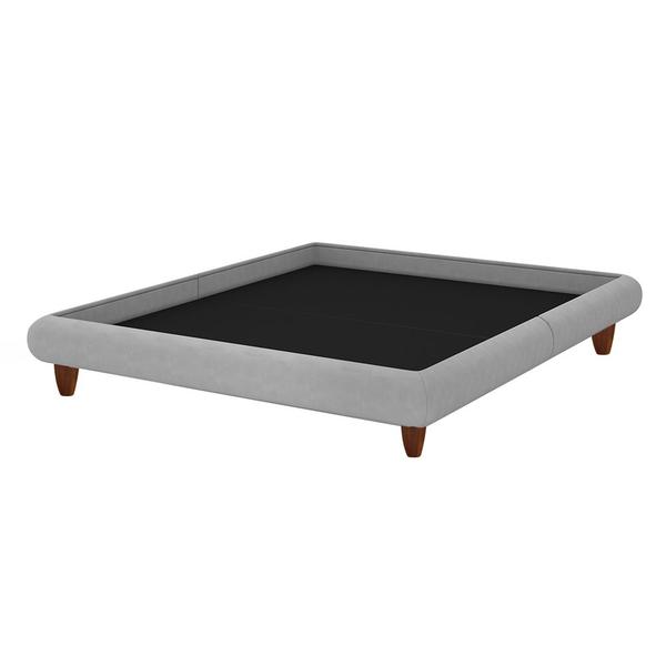 Imagem de Cama King Japonesa 210cm Pés Madeira Haru Linho Cinza Claro - Sallar Home