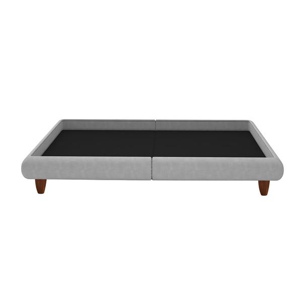 Imagem de Cama King Japonesa 210cm Pés Madeira Haru Linho Cinza Claro - Sallar Home