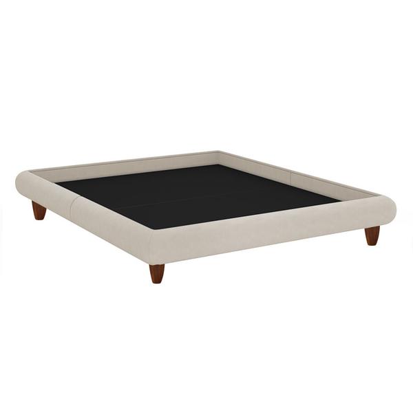 Imagem de Cama King Japonesa 210cm Pés Madeira Haru Linho Off White - Sallar Home