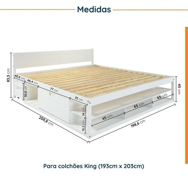 Imagem de Cama King Multifuncional Madeira Maciça Irara Cabecasa Madeiramadeira