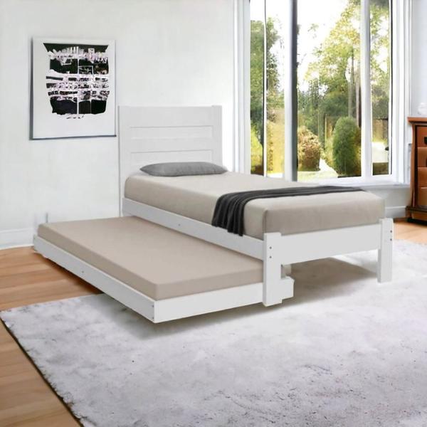 Cama Lara Solteiro Branco com Auxiliar Atraente - Atraente Móveis Imagem de Cama Lara Solteiro Branco com Auxiliar Atraente