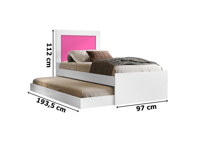 Imagem de Cama Luara Solteiro Com Auxiliar Branco/Rosa/Azul  VJ Móveis