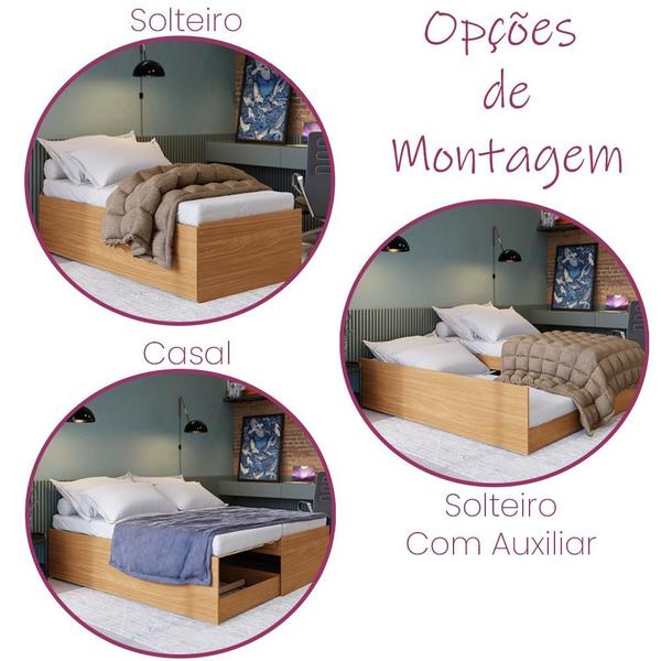 Imagem de Cama Matrix 3 em 1 Quarto Solteiro com Auxiliar e Casal