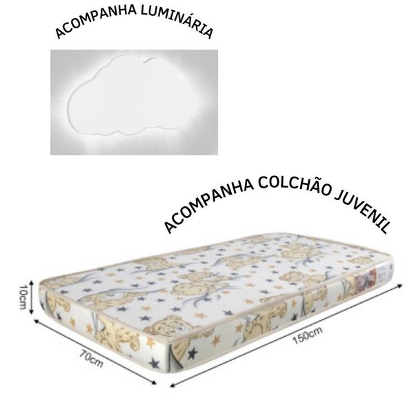 Imagem de Cama mavi juvenil com colchão e luminária