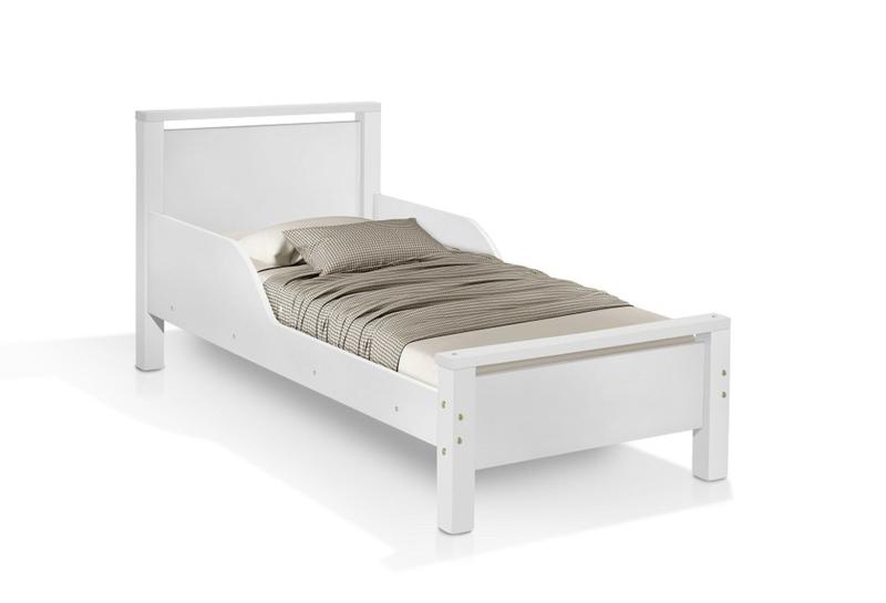 Imagem de cama meli mdf com pés alta do chão branco com colchão