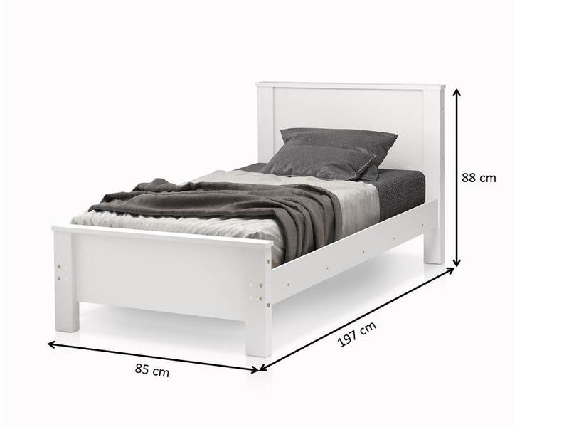 Imagem de cama mila solteiro pes de madeira estilo moderno - Branco