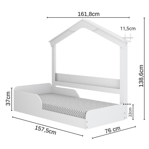 Imagem de Cama Mini Montessori com Casinha Porta-Livros Movelbras Branco