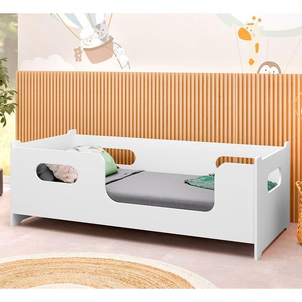 Imagem de Cama Montessori Solteiro Estilo Berço P/ Colchão 188x88 - Branco / Montessori