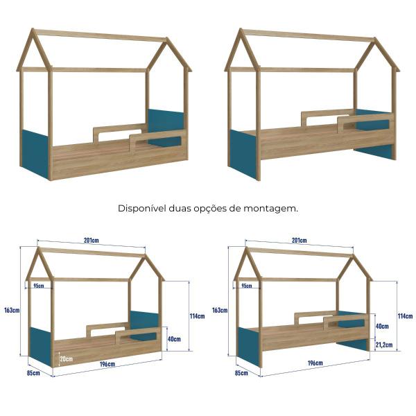 Imagem de Cama Montessori Solteiro Infantil tipo Cabana 2 em 1 Azul