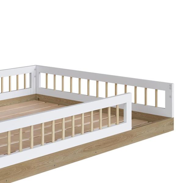 Imagem de Cama Montessoriana Casal Infantil Com Colchão Aveiro Oak Branco Aconchego Shop JM