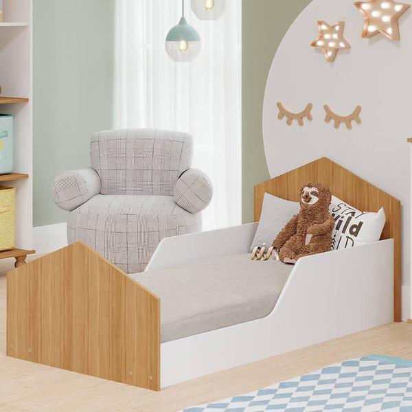 Imagem de Cama Montessoriana Com Colchão Infantil Branco Nature