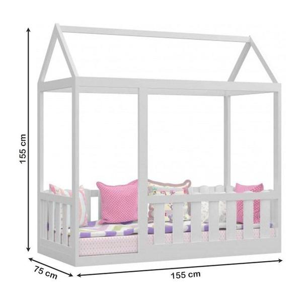 Imagem de Cama Montessoriana com Grade Branco Brilho - Canaã