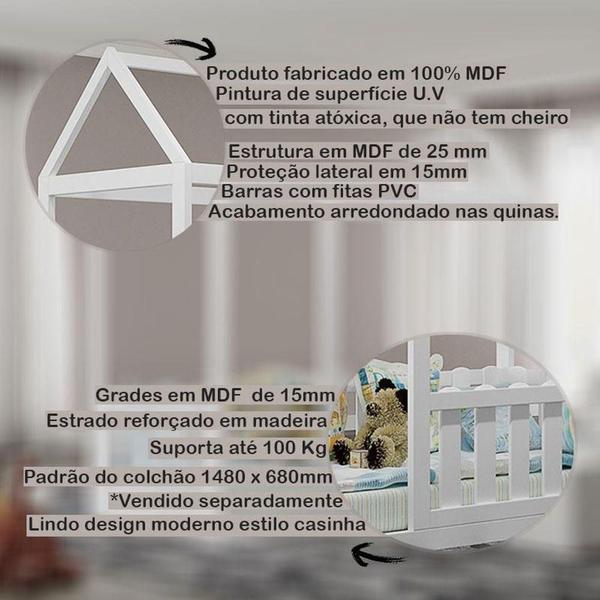 Imagem de Cama Montessoriana Com Grade Branco Brilho - Canaã