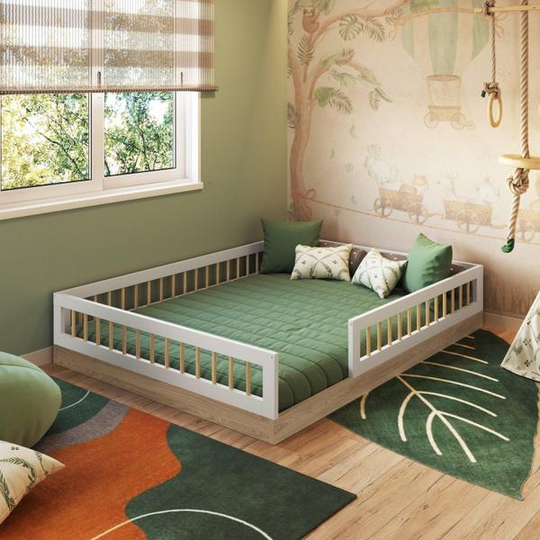 Imagem de Cama Montessoriana de Casal Affetto Aveiro Oak/Branco